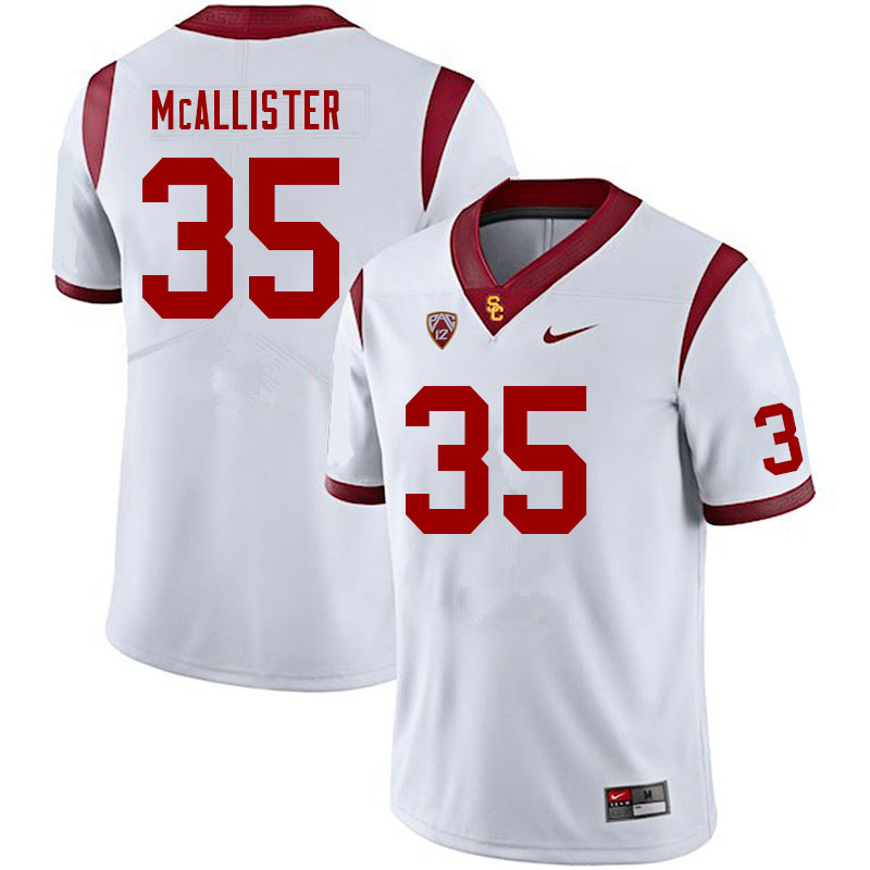 Men #35 Michael McAllister USC Trojans College Football Jerseys Sale-White - Click Image to Close
